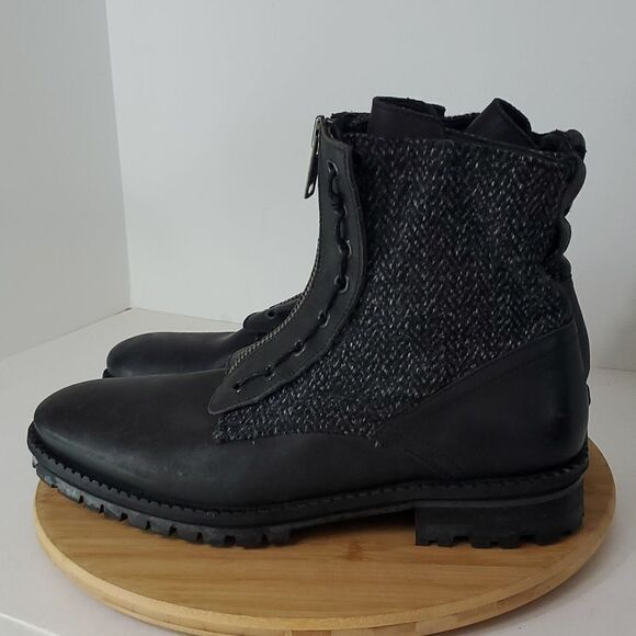 All Saints Men's Styx Boot Black Leather Tweed Size 12 - Picture 5 of 13
